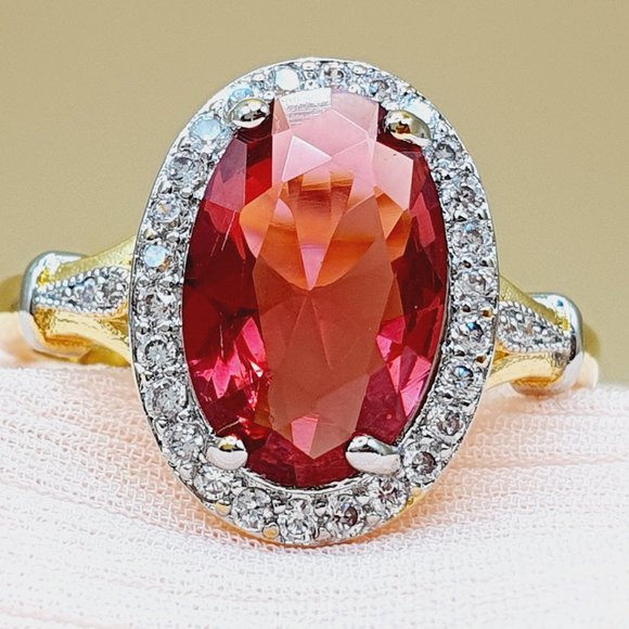 Royal Court Large Oval Ruby Zircon Luxury Gold Rings for Women, INDN8396 - Picture 7 of 9